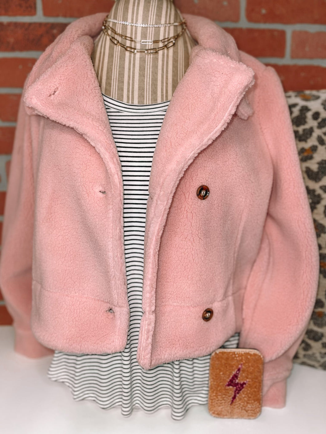 Pink Sherpa Dress Jacket