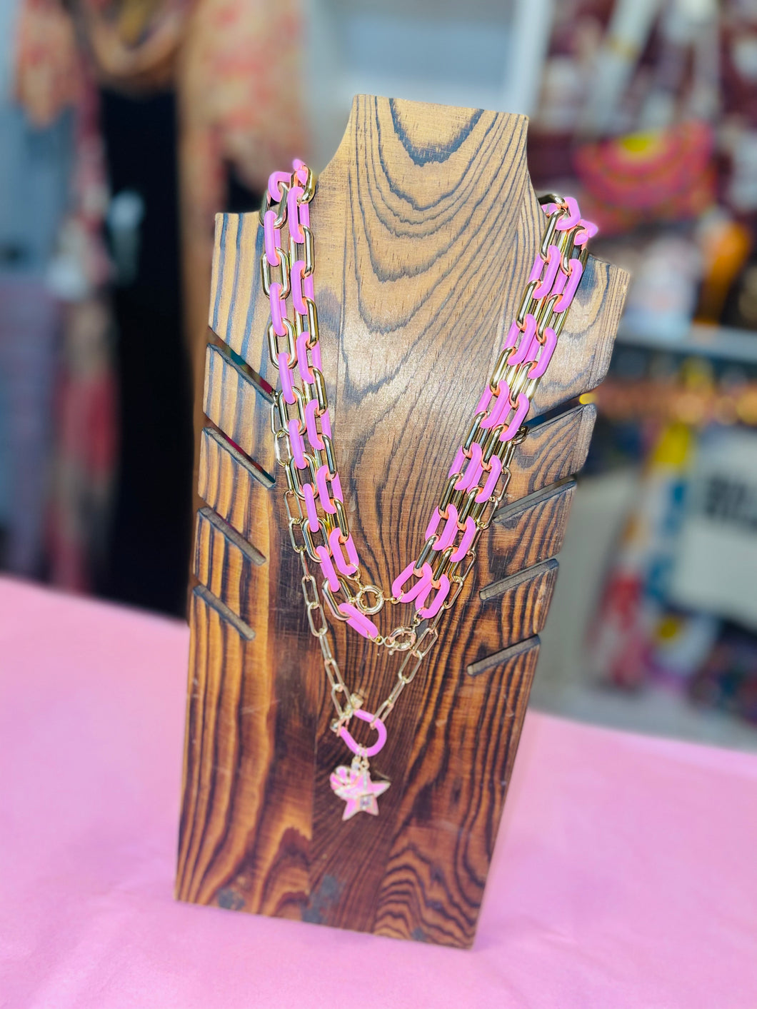 Pink Chunky Chain Necklace